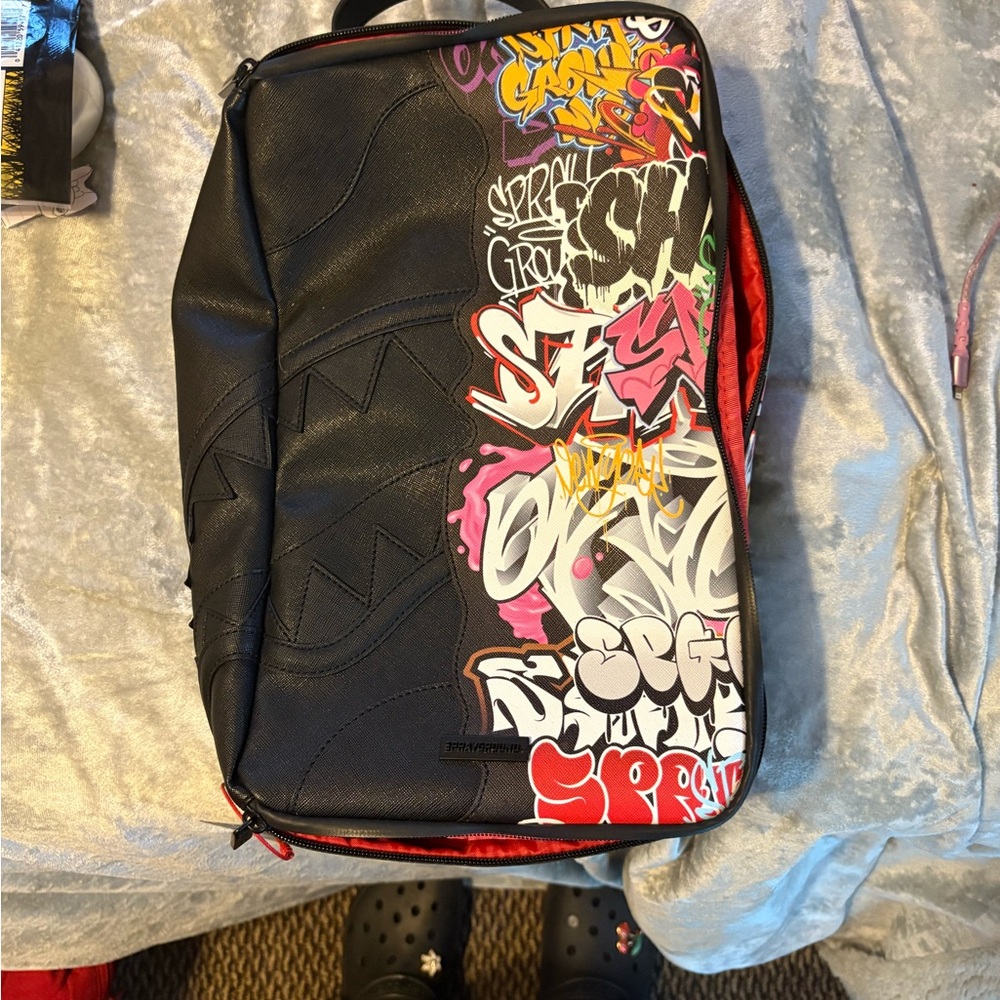 Bape Black and Red Graffiti Backpack